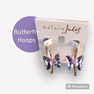 🎯🎯SALE🎯🎯 NWT Gold Tone Butterfly Mystic Crystal Hoops Earrings